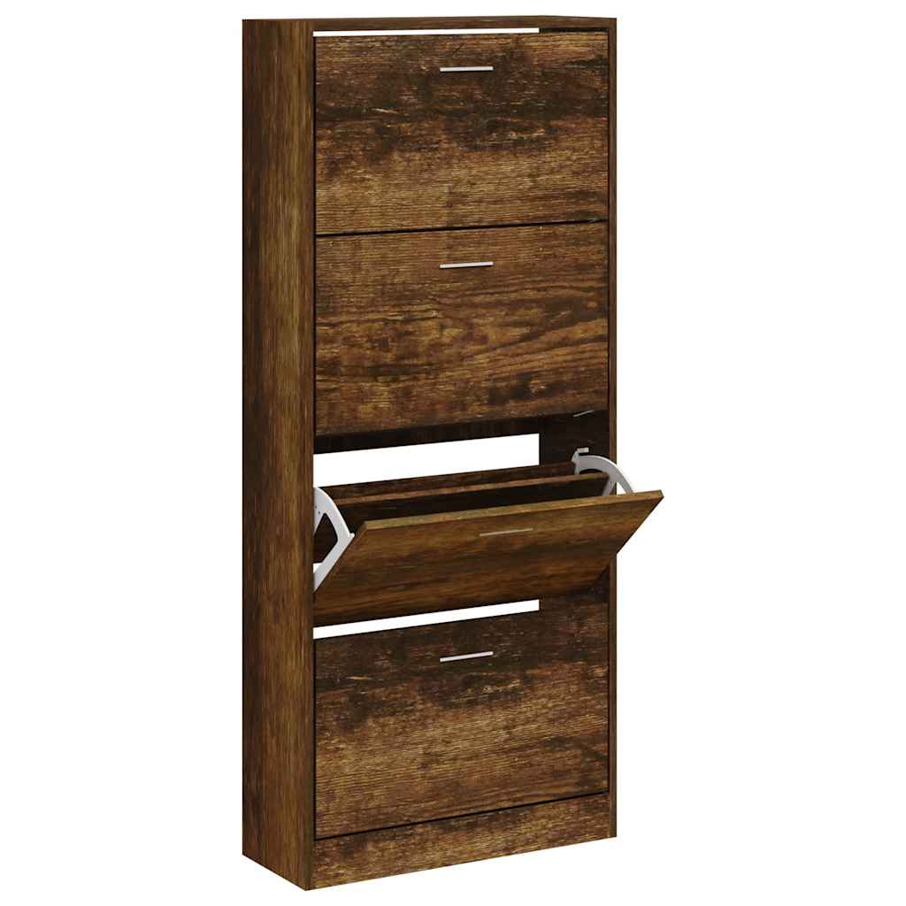 Schuhschrank Räuchereiche 63x24x147 cm Holzwerkstoff