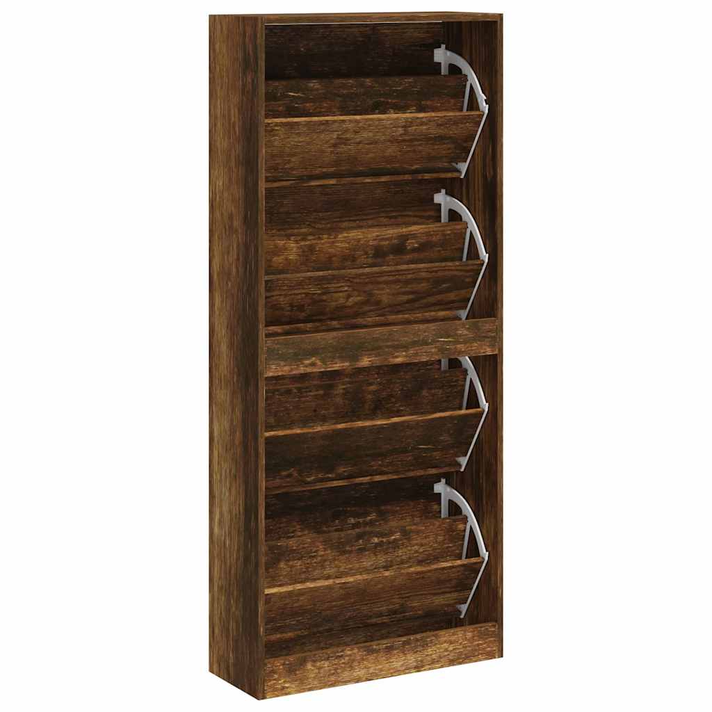 Schuhschrank Räuchereiche 63x24x147 cm Holzwerkstoff