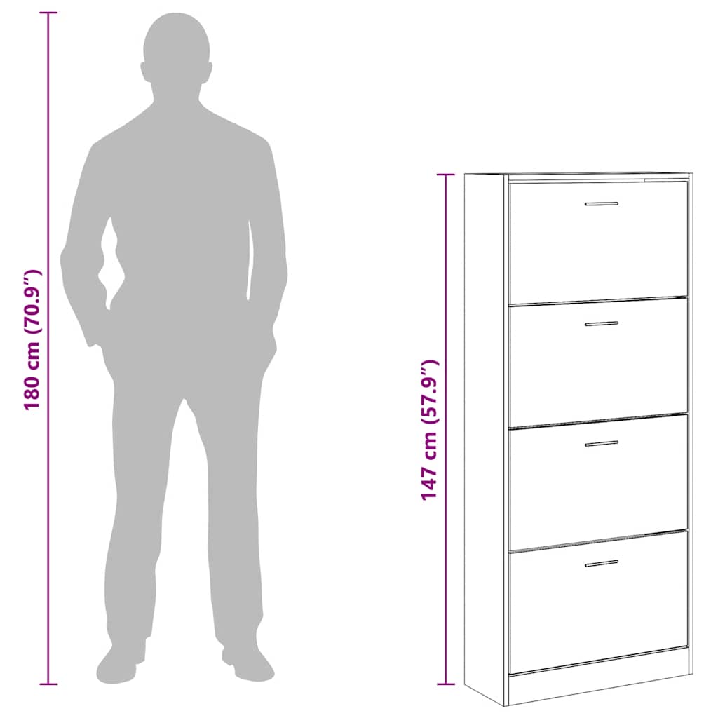 Schuhschrank Räuchereiche 63x24x147 cm Holzwerkstoff