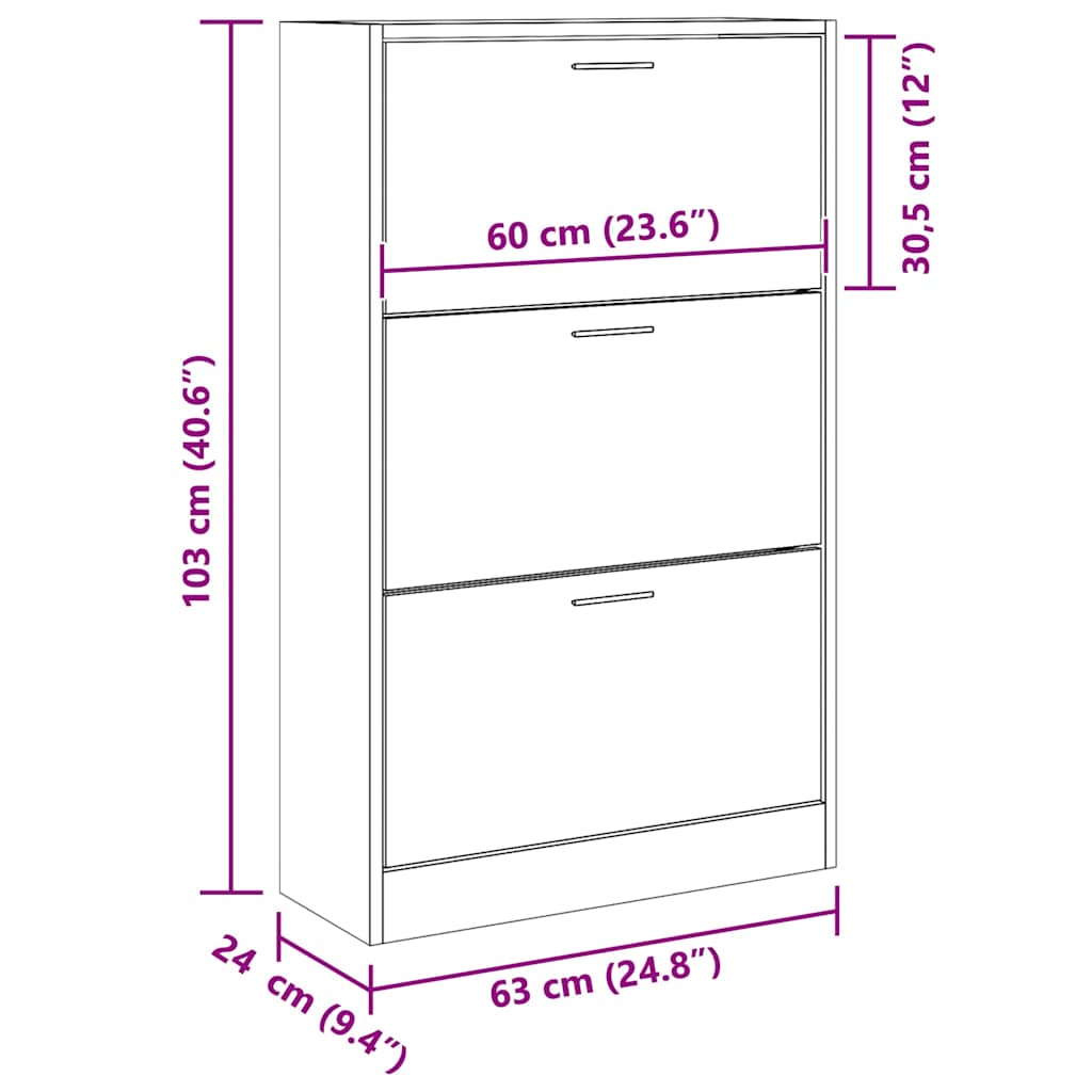 Schuhschrank Weiß 63x24x103 cm Holzwerkstoff