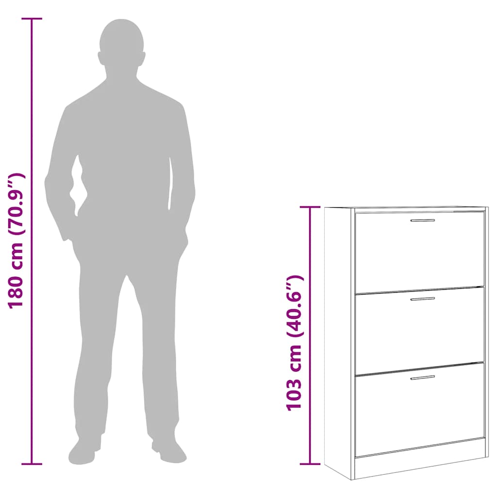 Schuhschrank Weiß 63x24x103 cm Holzwerkstoff