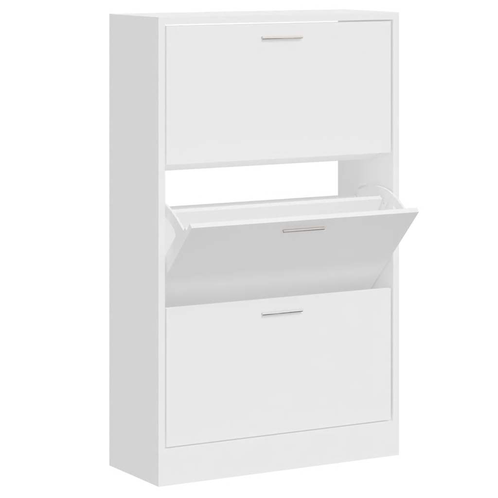 Schuhschrank Hochglanz-Weiß 63x24x103 cm Holzwerkstoff