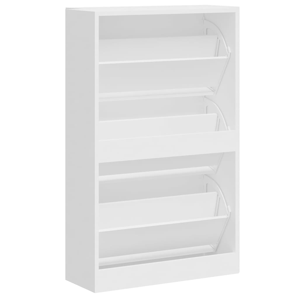 Schuhschrank Hochglanz-Weiß 63x24x103 cm Holzwerkstoff