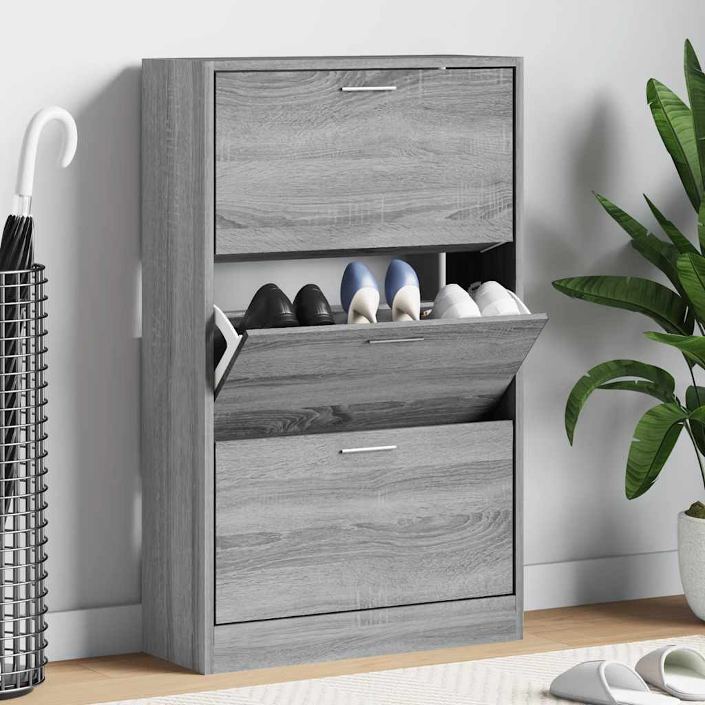 Schuhschrank Grau Sonoma 63x24x103 cm Holzwerkstoff