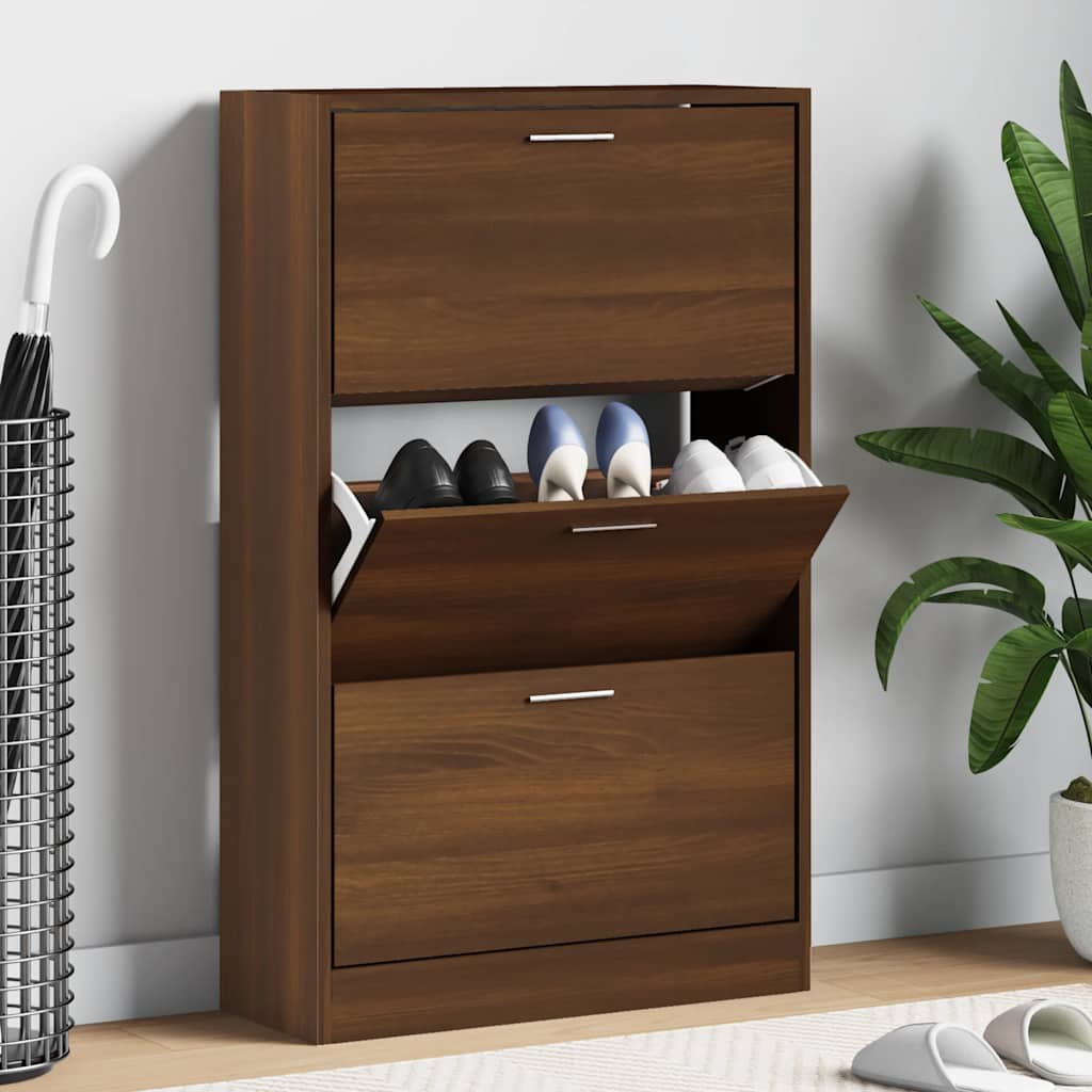 Schuhschrank Braun Eichen-Optik 63x24x103 cm Holzwerkstoff