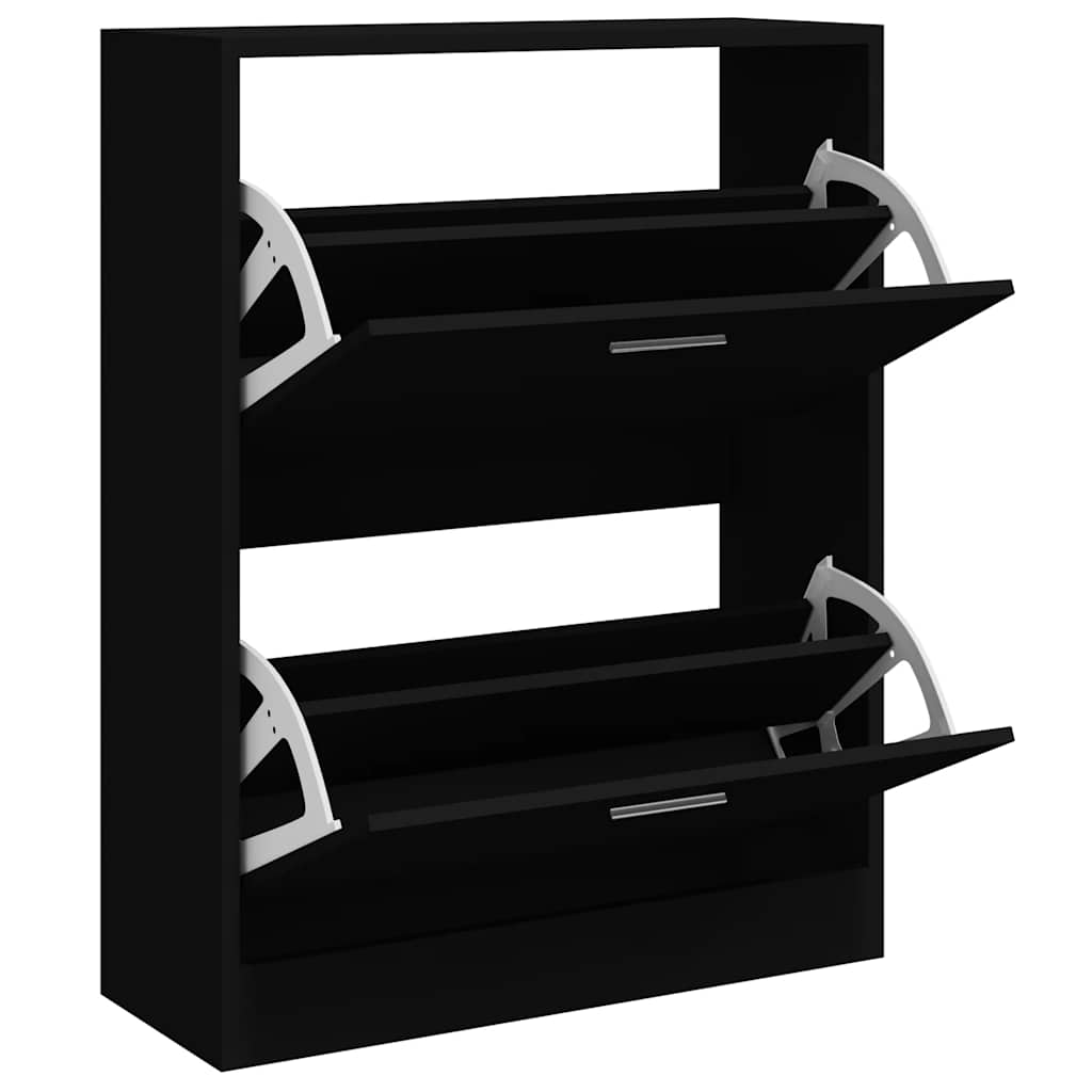 Schuhschrank Schwarz 63x24x81 cm Holzwerkstoff