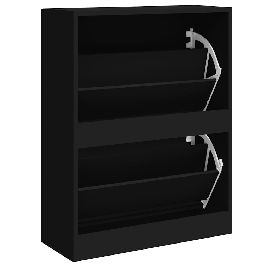 Schuhschrank Schwarz 63x24x81 cm Holzwerkstoff