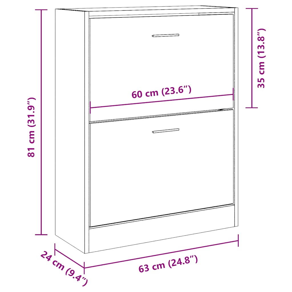 Schuhschrank Hochglanz-Weiß 63x24x81 cm Holzwerkstoff