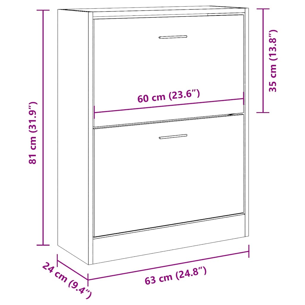 Schuhschrank Räuchereiche 63x24x81 cm Holzwerkstoff
