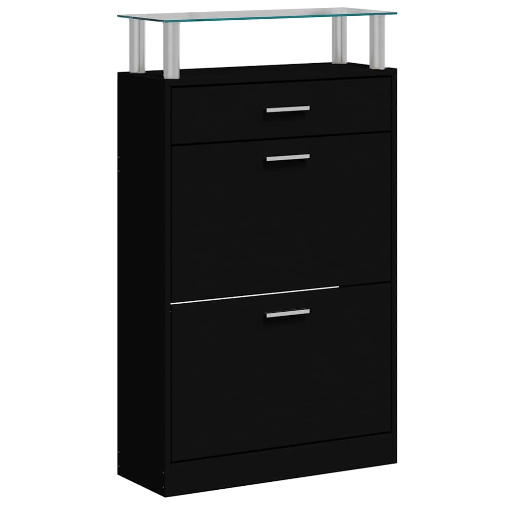 Schuhschrank Schwarz 63x24x104 cm Holzwerkstoff