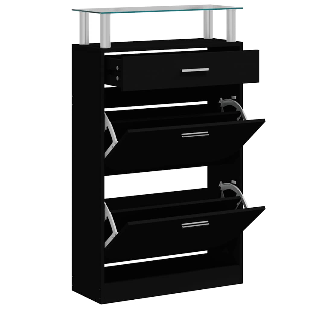 Schuhschrank Schwarz 63x24x104 cm Holzwerkstoff