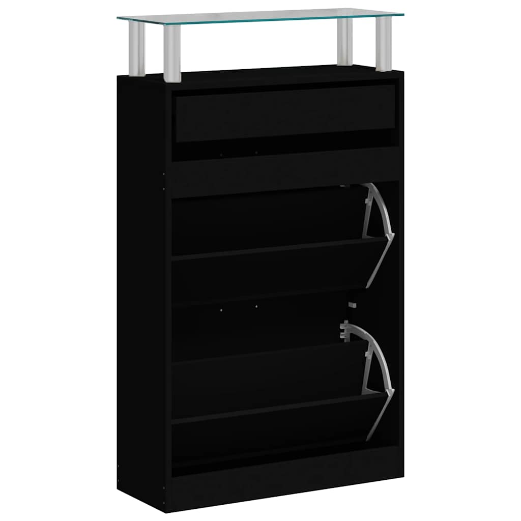 Schuhschrank Schwarz 63x24x104 cm Holzwerkstoff