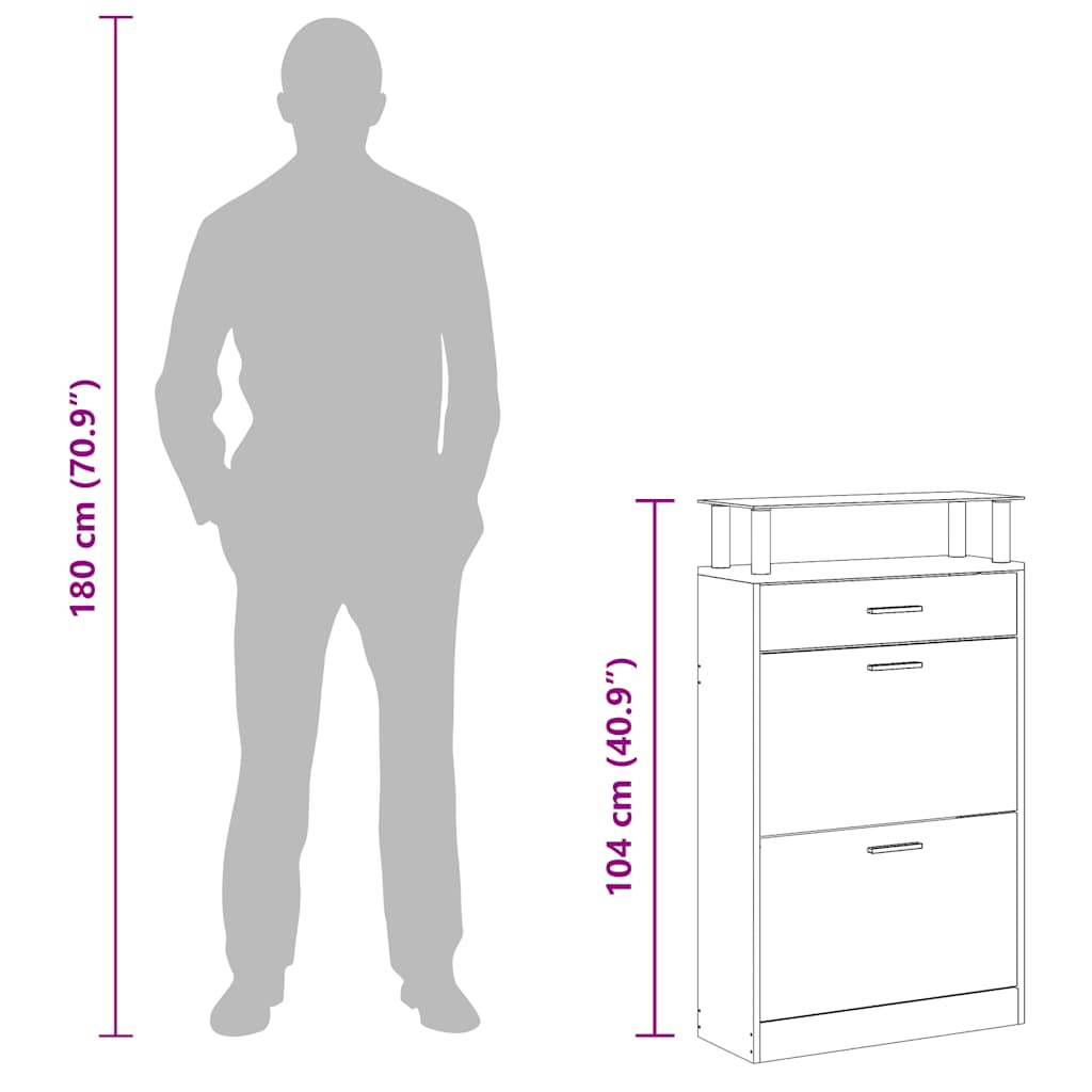 Schuhschrank Schwarz 63x24x104 cm Holzwerkstoff