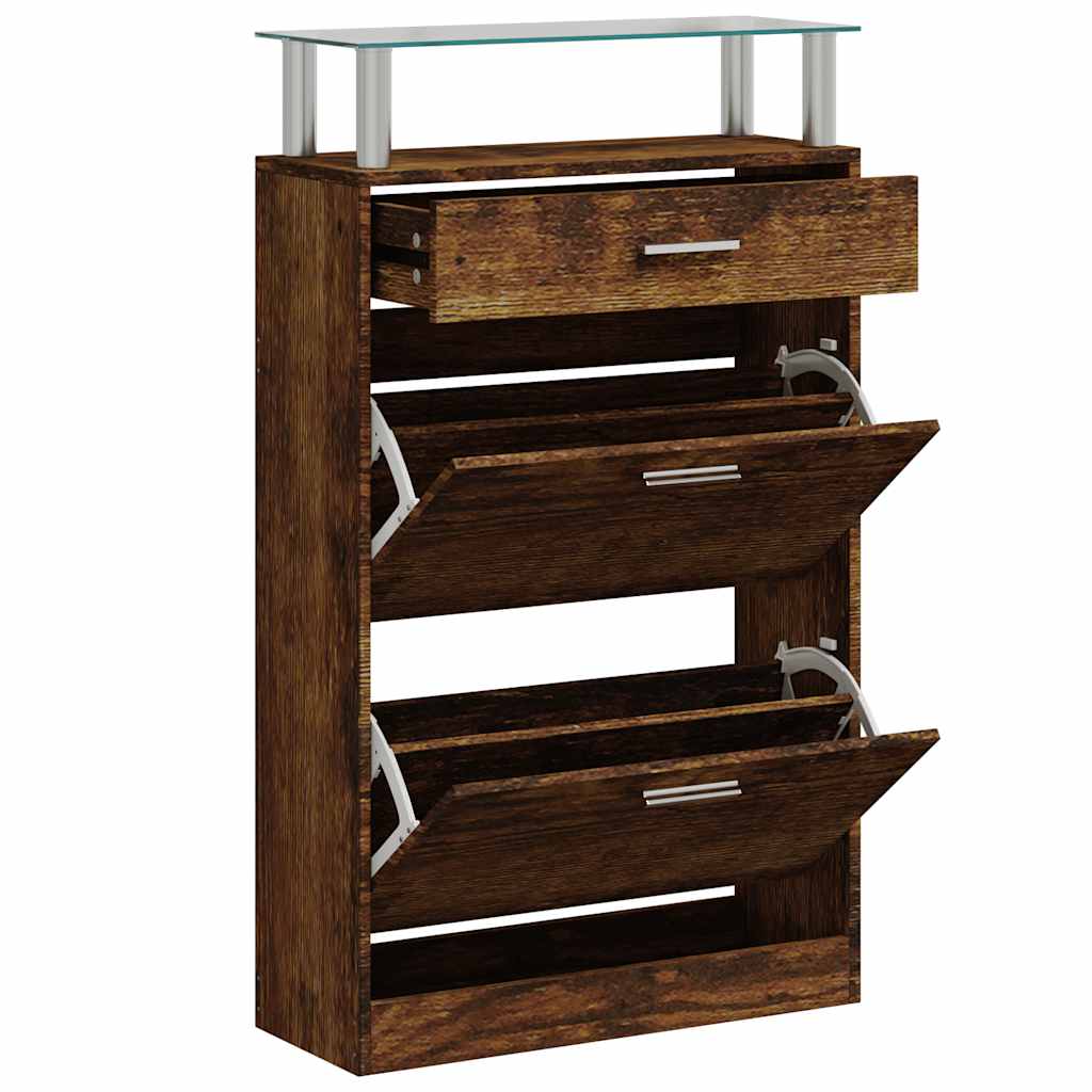 Schuhschrank Räuchereiche 63x24x104 cm Holzwerkstoff