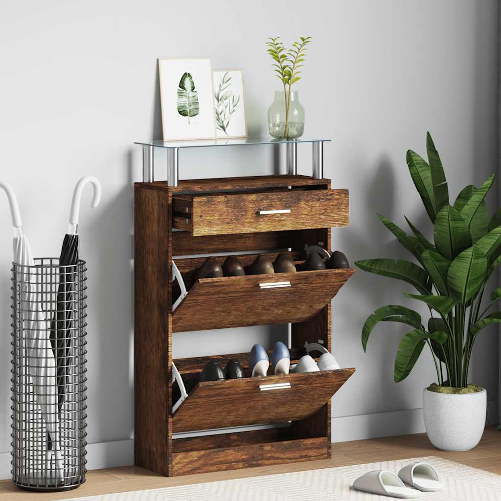 Schuhschrank Räuchereiche 63x24x104 cm Holzwerkstoff