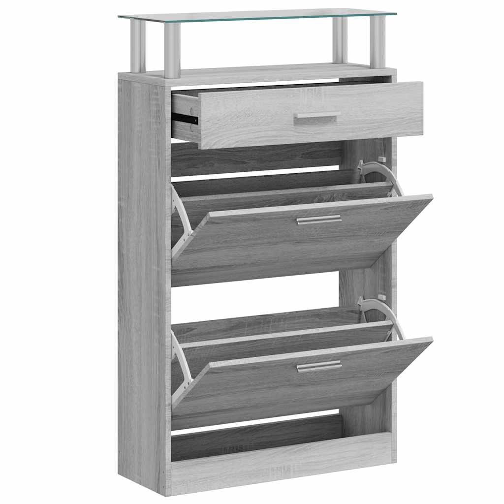 Schuhschrank Grau Sonoma 63x24x104 cm Holzwerkstoff