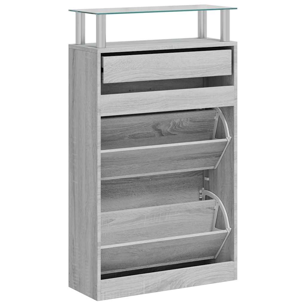 Schuhschrank Grau Sonoma 63x24x104 cm Holzwerkstoff