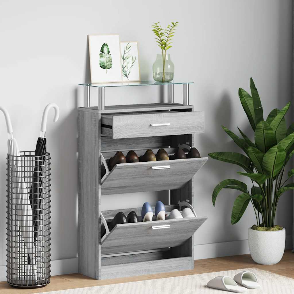 Schuhschrank Grau Sonoma 63x24x104 cm Holzwerkstoff