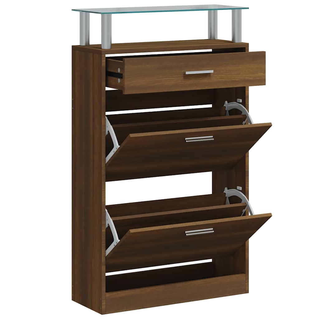 Schuhschrank Braun Eichen-Optik 63x24x104 cm Holzwerkstoff