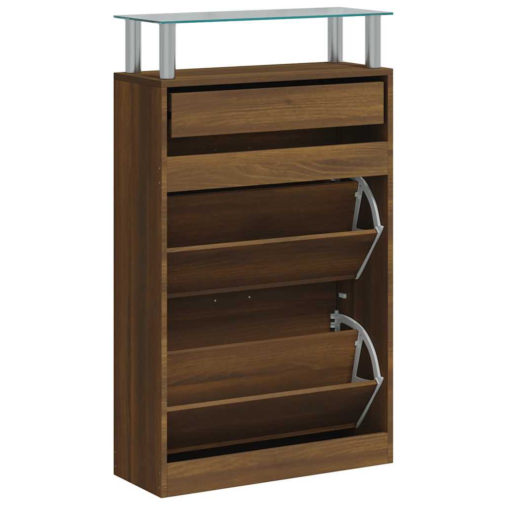 Schuhschrank Braun Eichen-Optik 63x24x104 cm Holzwerkstoff