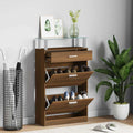 Schuhschrank Braun Eichen-Optik 63x24x104 cm Holzwerkstoff