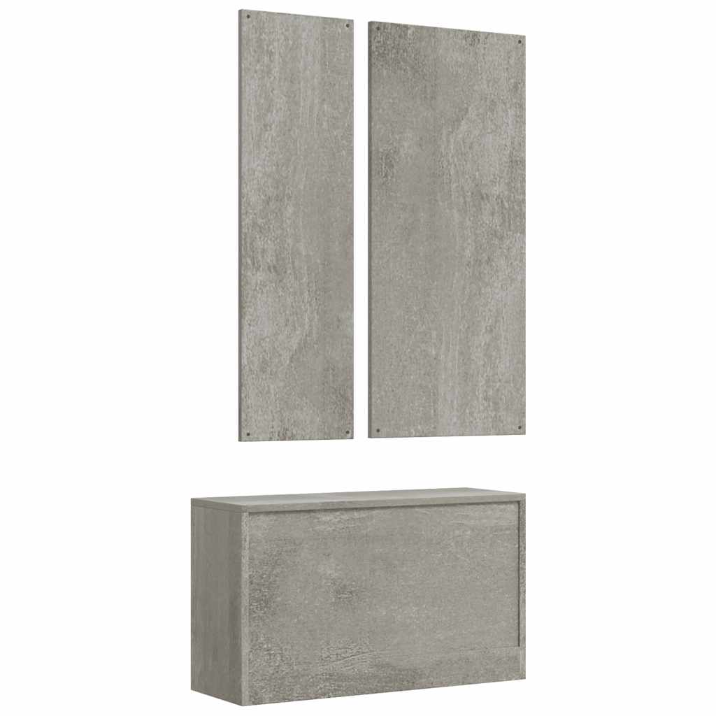 3-tlg. Flurmöbel-Set Betongrau Holzwerkstoff