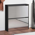 Schuhschrank mit Spiegel 2 Fächer Schwarz 63x17x67 cm