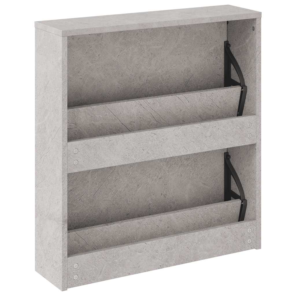 Schuhschrank mit Spiegel 2 Fächer Betongrau 63x17x67 cm