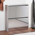 Schuhschrank mit Spiegel 2 Fächer Betongrau 63x17x67 cm