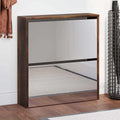 Schuhschrank mit Spiegel 2 Fächer Räuchereiche 63x17x67 cm