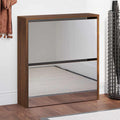 Schuhschrank mit Spiegel 2 Fächer Braun Eichen-Optik 63x17x67cm