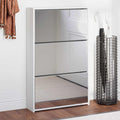 Schuhschrank mit Spiegel 3-lagig Hochglanzweiß 63x17x102,5 cm