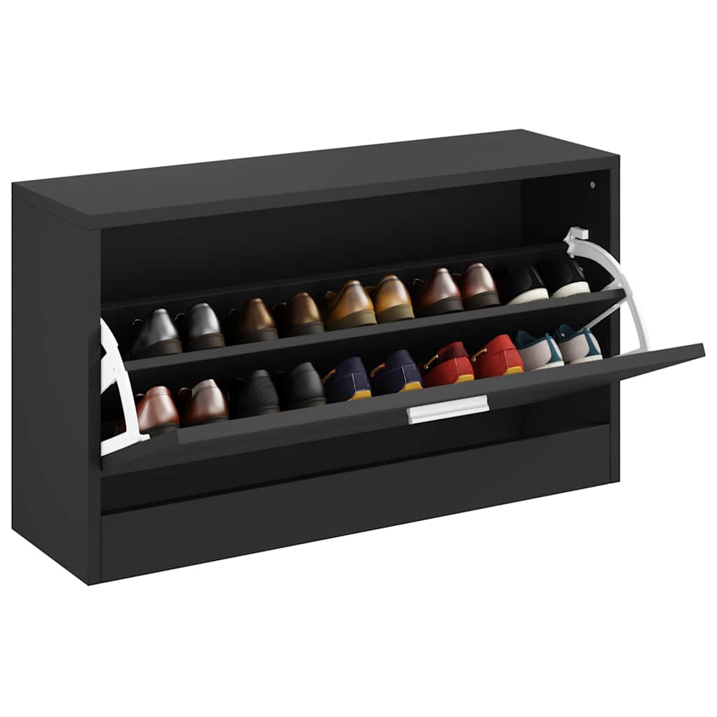 Schuhbank Schwarz 80 x 24 x 45 cm Holzwerkstoff