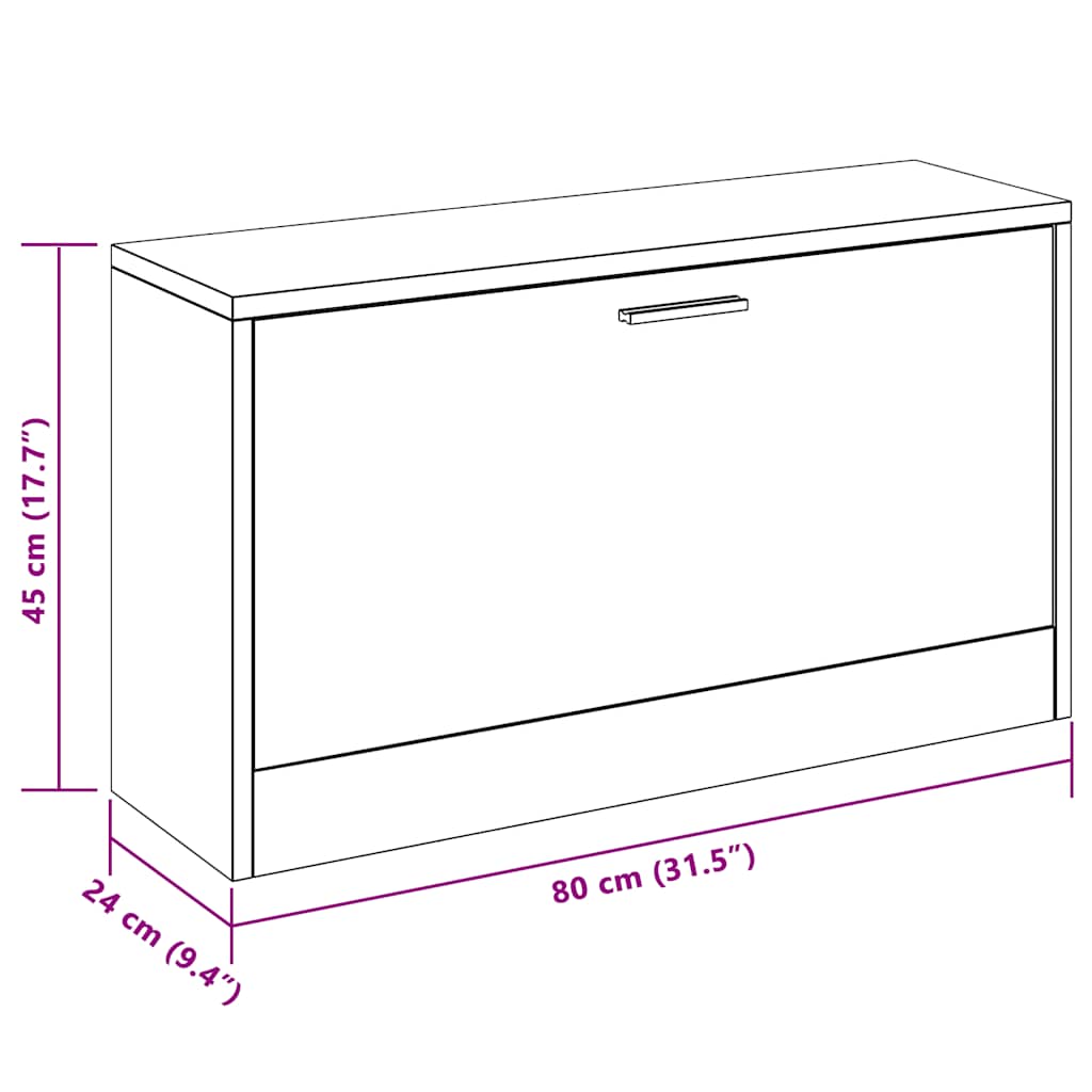Schuhbank Schwarz 80 x 24 x 45 cm Holzwerkstoff