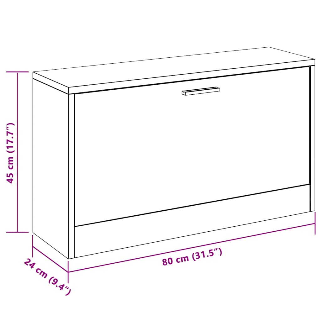 Schuhbank Betongrau 80x24x45 cm Holzwerkstoff