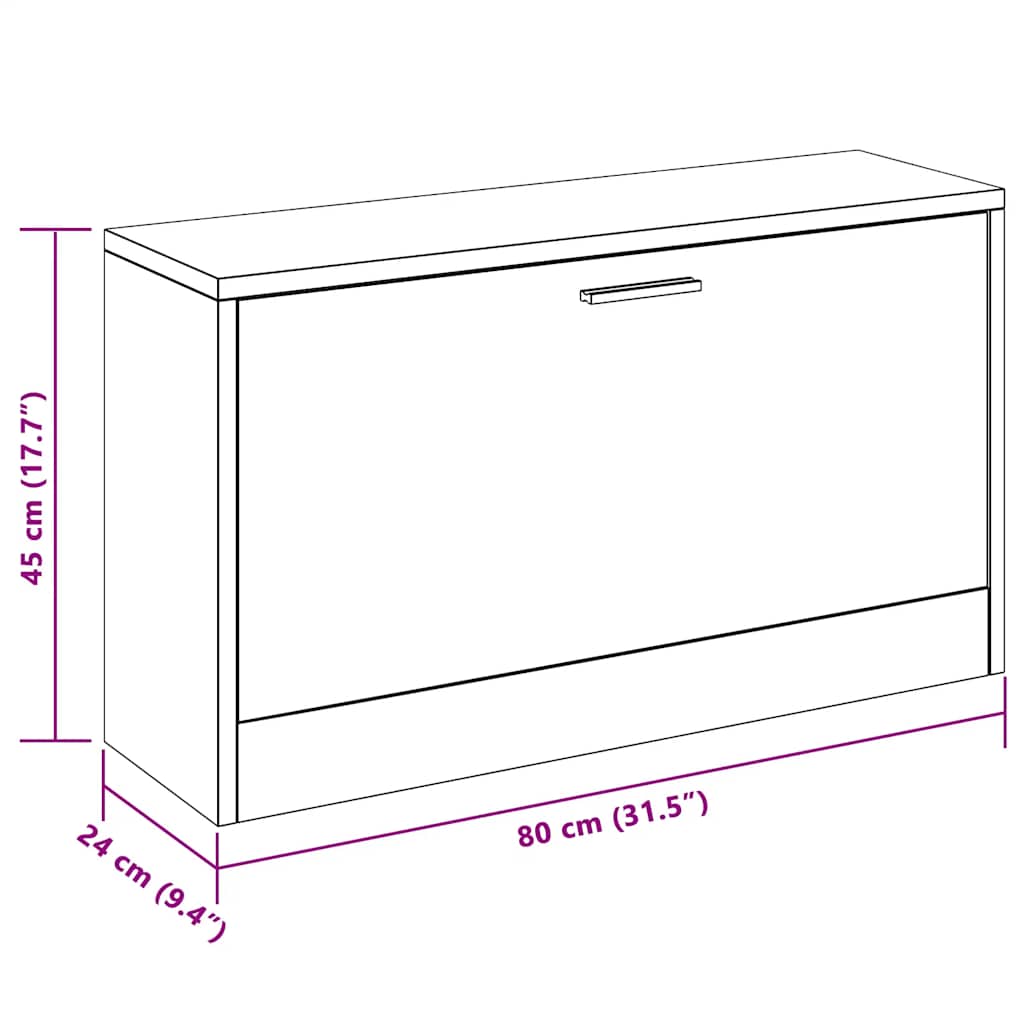 Schuhbank Hochglanz-Weiß 80 x 24 x 45 cm Holzwerkstoff