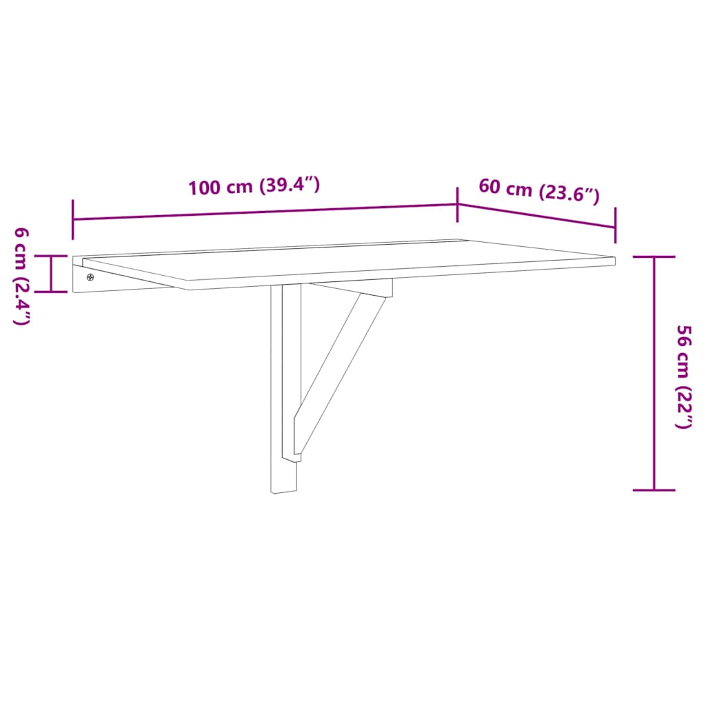 Wand-Klapptisch Betongrau 100x60x56 cm Holzwerkstoff