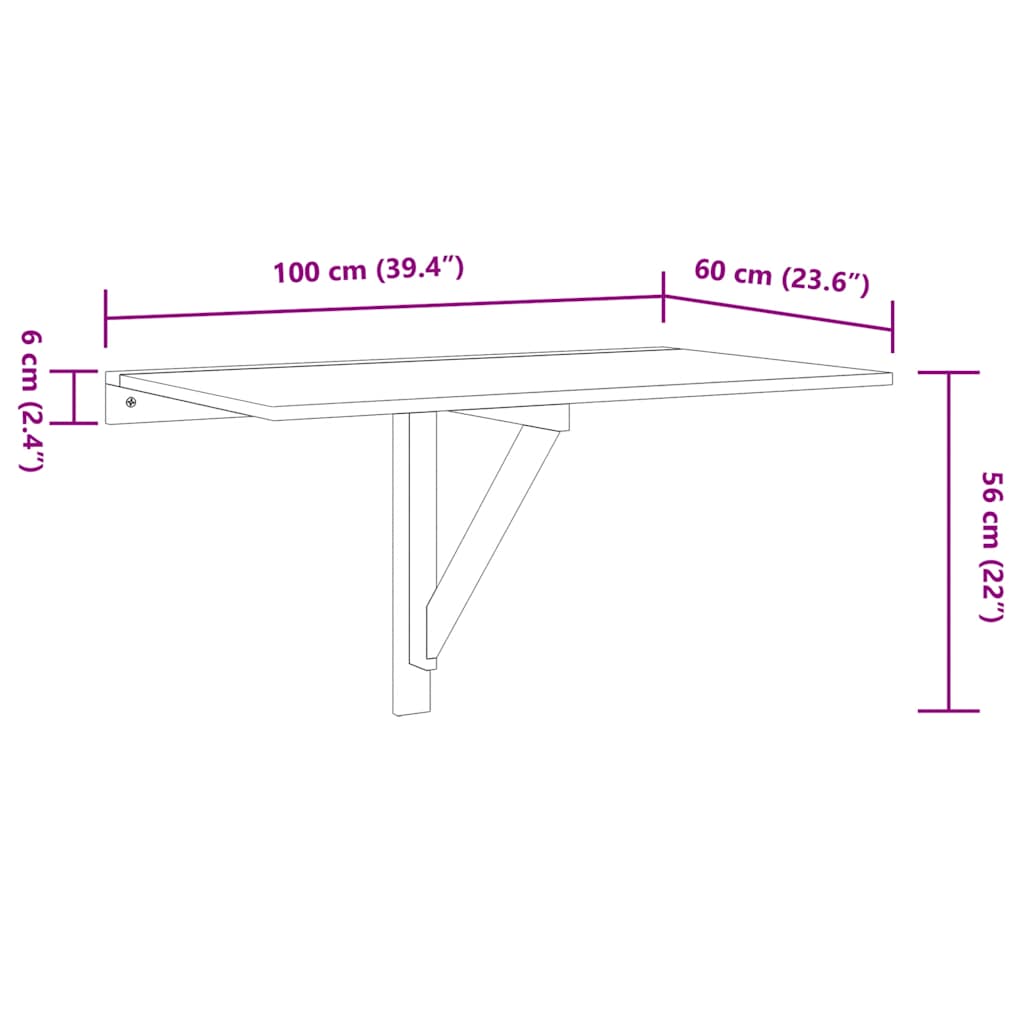 Wand-Klapptisch Grau Sonoma 100x60x56 cm Holzwerkstoff