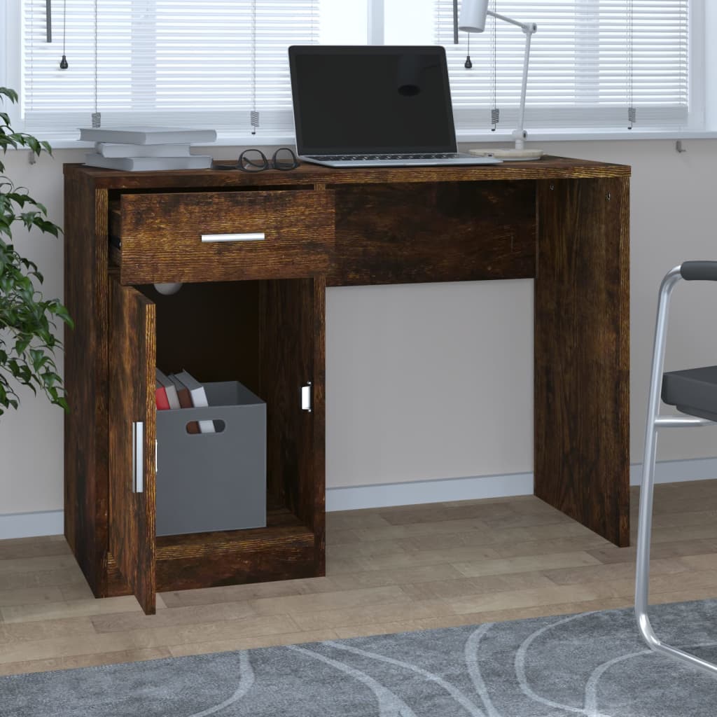 Schreibtisch mit Stauraum Räuchereiche 100x40x73 cm