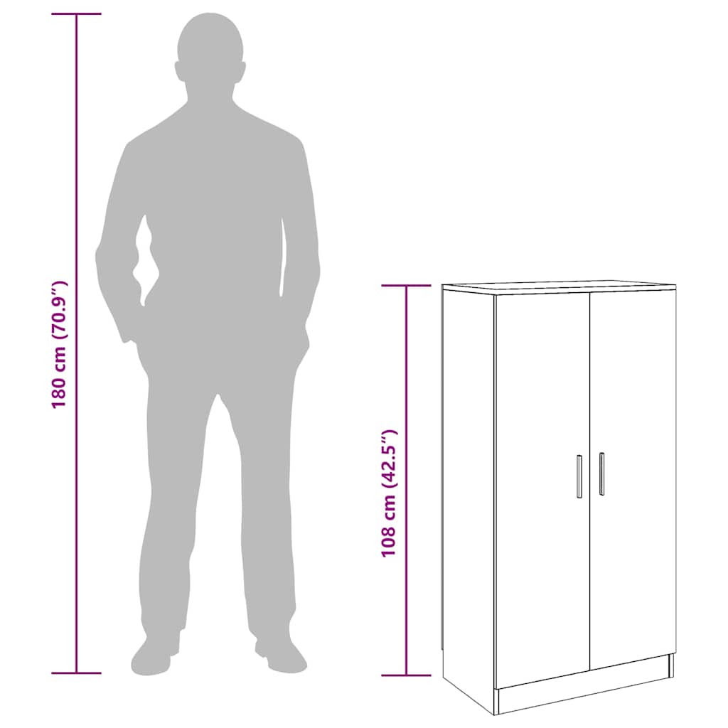 Schuhschrank Betongrau 55x35x108 cm Holzwerkstoff