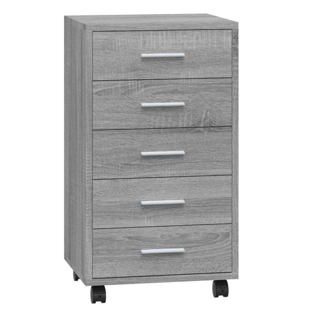 Schubladenschrank mit Rollen Grau Sonoma Holzwerkstoff
