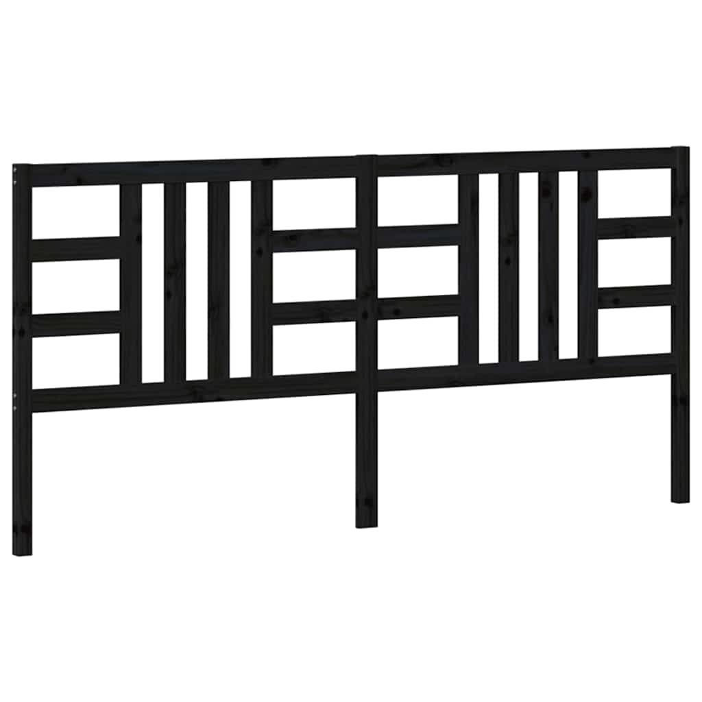 Kopfteil Schwarz 206x4x100 cm Massivholz Kiefer