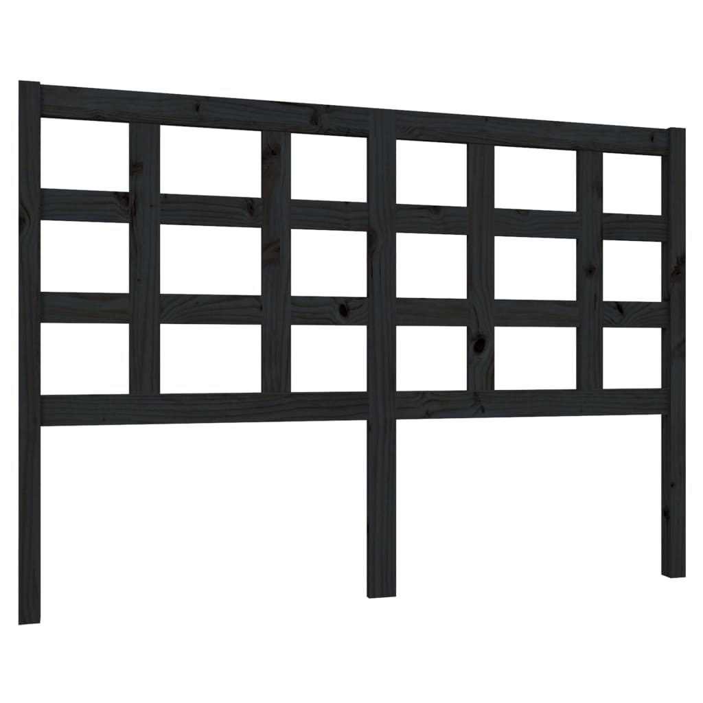 Kopfteil Schwarz 140,5x4x100 cm Massivholz Kiefer