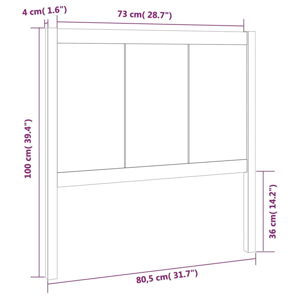 Kopfteil Grau 80,5x4x100 cm Massivholz Kiefer