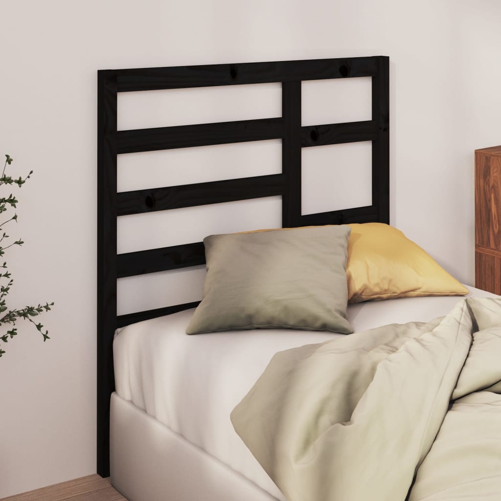 Bett-Kopfteil Schwarz 106x4x104 cm Massivholz Kiefer