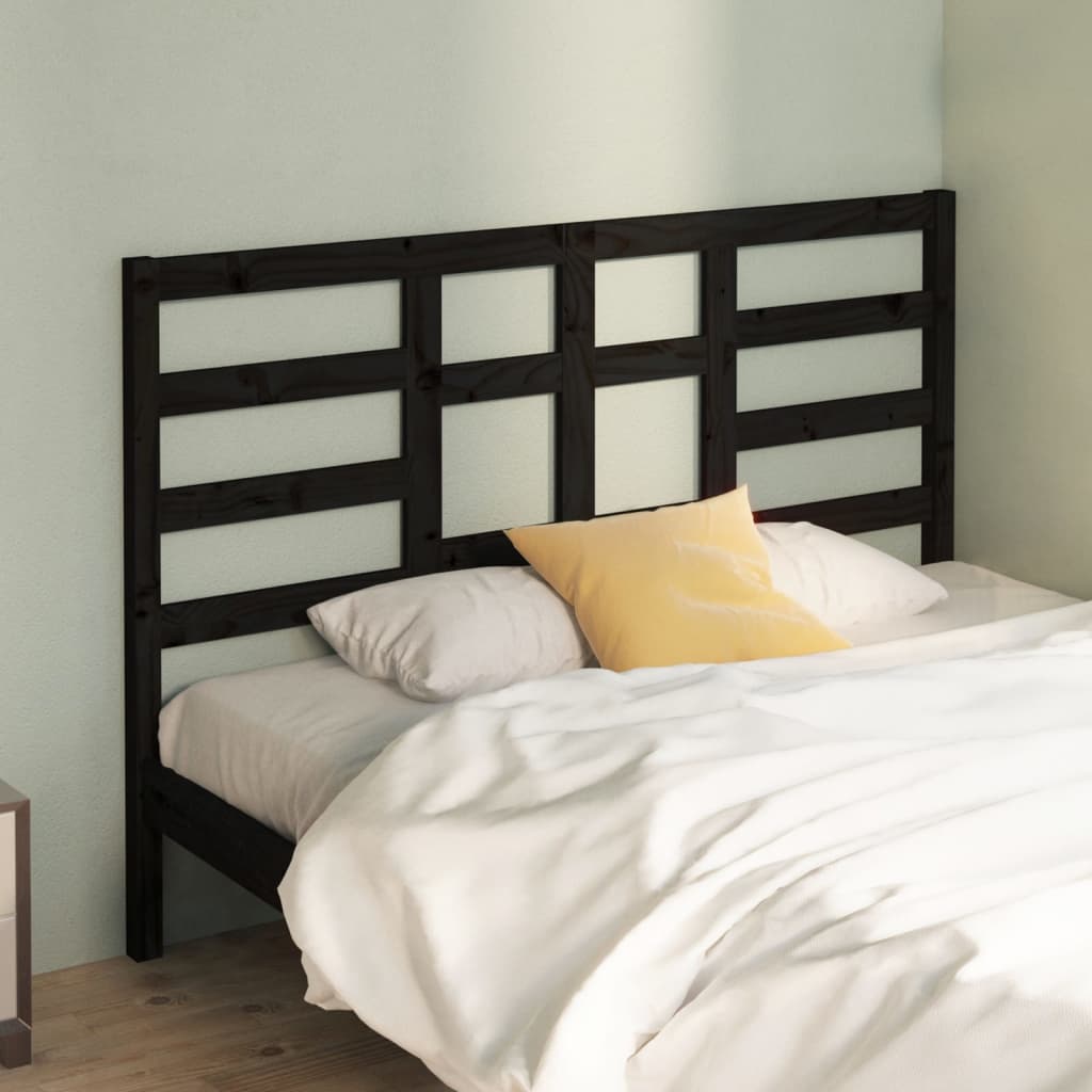 Bett-Kopfteil Schwarz 141x4x104 cm Massivholz Kiefer