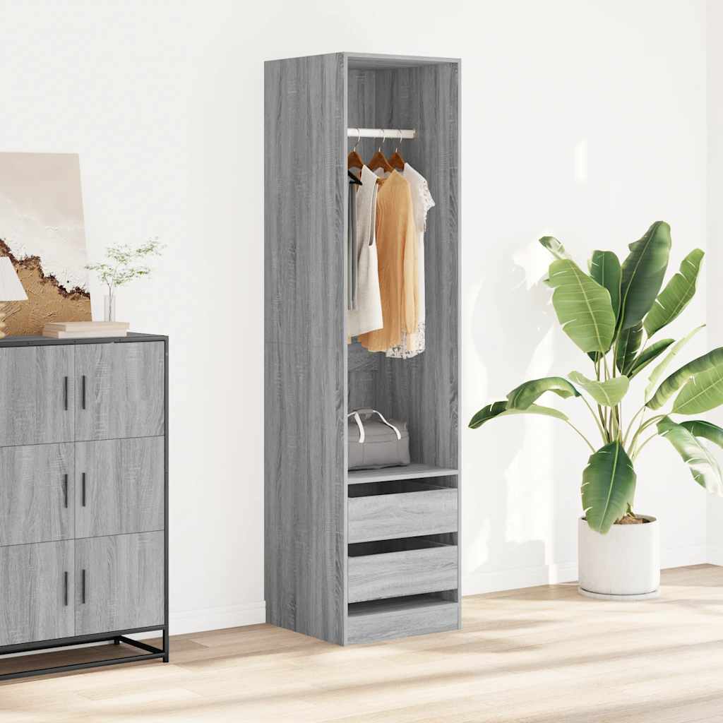 Kleiderschrank mit Schubladen Grau Sonoma 50x50x200 cm