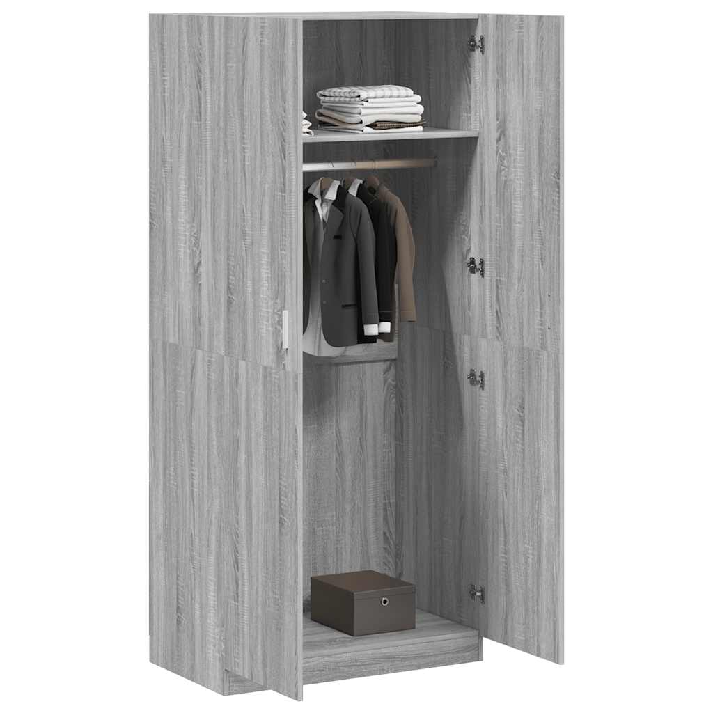 Kleiderschrank Grau Sonoma 90x52x200 cm Holzwerkstoff
