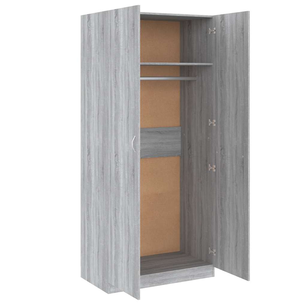 Kleiderschrank Grau Sonoma 90x52x200 cm Holzwerkstoff