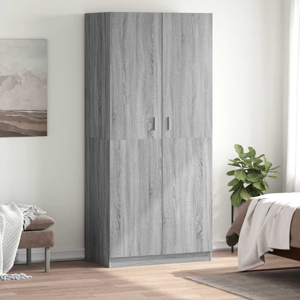 Kleiderschrank Grau Sonoma 90x52x200 cm Holzwerkstoff